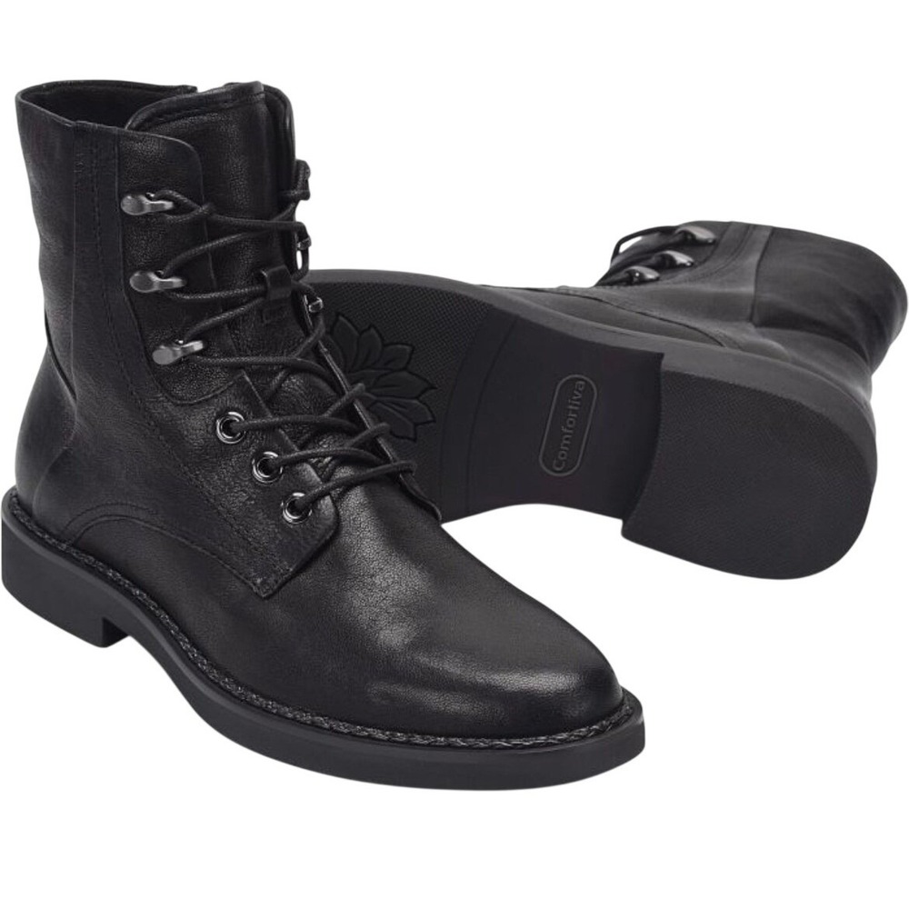 NWT Comfortiva Women's Elsberry Combat Leather Boots size 7.5 Size‎ Zip Goth